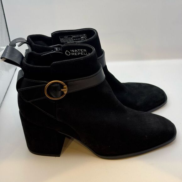 Vionic Shoes - Vionic Sz 6.5 Tenley Boot Water Repellent Suede Leather Black Bootie Brass NWT